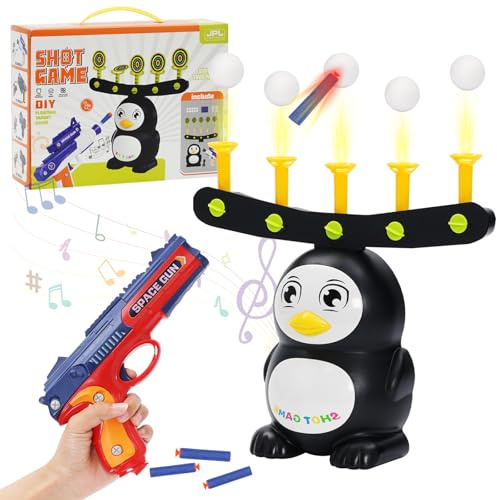 Shooting Game Toy for Kids, Penguin Shooting Target Toy with Toy Gun, Removable Target, Indoor Outdoor Shooting Gift for Kids Boys and Girls