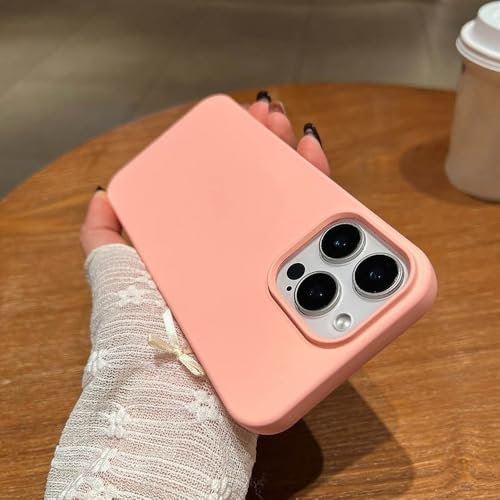 GXZJFC Custodia magnetica in silicone liquido a tinta unita per iPhone 16 Pro Max 14 11 12 13 15 Pro Max, mini cover posteriore con paraurti, rosa, per iPhone 14 Pro