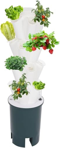 Kit di Coltivazione idroponica con 20 scanalature, Set di Torre di Coltivazione idroponica, Torre Verticale per Piante di ortaggi, Torre di Coltivazione autoirrigante (20 scanalatu