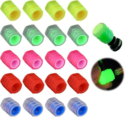 20 PCS Tire Dust Caps Valve Stem Covers - 5 Color Set for Cars, Trucks & Motorcycles