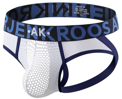 Arjen Kroos Jockstrap Homme Sportif sous-vêtements Respirant Maille de String Athlétique Underwear avec Large Ceinture, L