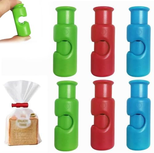 Ousuwo 6 clip per alimenti a pressione per chiudere patatine, riutilizzabili, clip di chiusura in plastica per snack multicolore morsetti da spremere e bloccare clip per sacchetti per snack, pane e