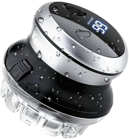 KEMEI 887 Tondeuse à cheveux pour homme, sans fil, coupe rapide, lame rotative circulaire, étanchéité IPX7, rechargeable par USB avec écran LED