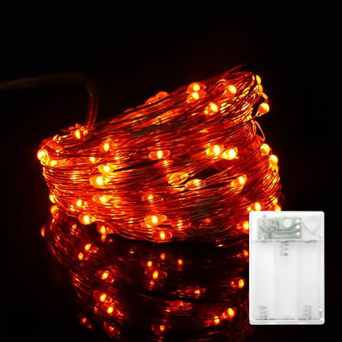 Kaleora LED Lichterkette Batterie, 3M 30 LED Kupferdraht Lichterkette, Orange Micro Lichterketten für Valentinstag, Weihnachten, Zimmer, Hochzeit, Jahrestage, Party, Innen Außen Dekoration
