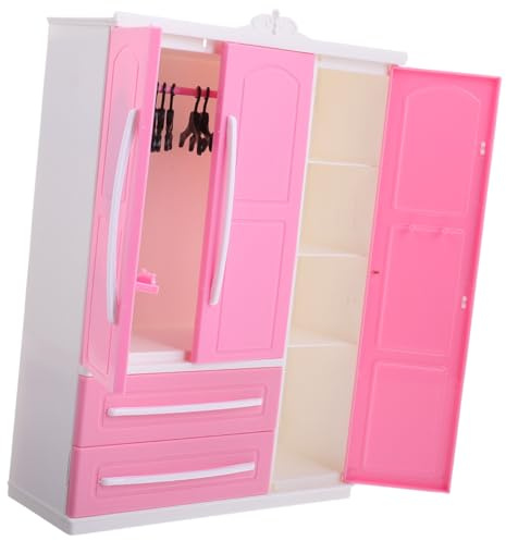 WEKAMOS Armario de Muñecas 30 Cm con 10 Perchas para Ropa, Muebles Organizadores de Casa de Muñecas, Estuche para Guardar Accesorios, Juguete Infantil para Juego Creativo Color Aleatorio