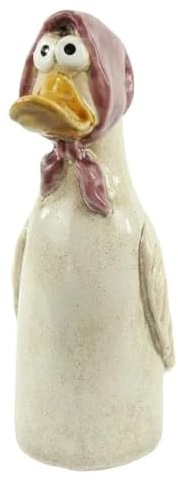 itsisa Zaunhocker Ente mit Kopftuch H:21 cm aus Keramik - Zaun Deko Garten Enten, Tierfigur Pfostenhocker, Zaunfigur, Gartendeko, Zaunstecker