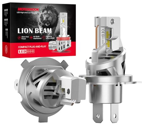 NUROTA H4 Lampe Auto Fehlerfrei - 12V 55W 6000K Weißes Licht - 500% Mehr Helligkeit - Halogen Scheinwerferlampe Für Fernlicht & Abblendlicht 2 Stück