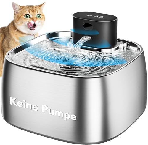 ROTTOGOON Katzenbrunnen Kabellos, 3,2L Trinkbrunnen mit Bewegungssensor | Katzentrinkbrunnen Edelstahl, Automatisch Wasserbrunnen für Katze, 3 Wassermodi, Leise Intelligenter Kern, Leicht zu Reinigen