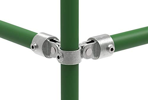 Fenau | Gelenk-Verbinder/Gelenk-Stück, 90°, doppelt, Ø 26,9 mm, Rohrverbinder, Temperguss galvanisiert, feuerverzinkt, inkl. Schrauben