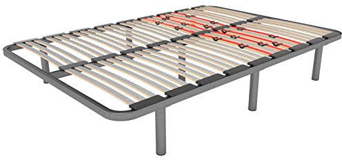 LA WEB DEL COLCHON Somier con Patas Multiláminas Regulador 150 x 200 x 5 cm – Somier de Cama Adaptable con Reguladores de Firmeza, 7 Patas Incluidas