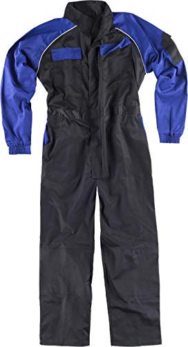 WorkTeam Buzo Recto con Cuello de Tira, Mangas y Detalles bicolores, Mono de Trabajo. Hombre Negro+Azulina 66