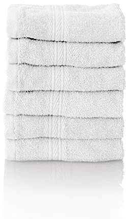 ALCLEAR Komfort frottéhandduk set absorberande av 100% ekologisk bomull, frottéserie i 6 färger och 5 storlekar, färg: vit, 6 x ansiktsdukar 30 x 30 cm