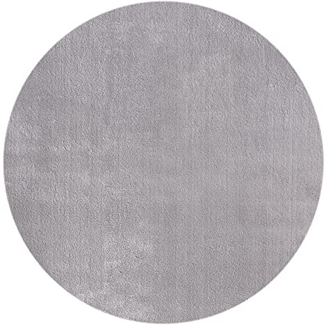 Mia's Teppiche Olivia Wohnzimmer/Schlafzimmer Teppich - waschbar - 120 cm Rund, Grau