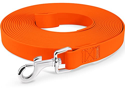 Joytale Schleppleine 5M-20M für Hunde, Wasserdicht Laufleine, Stark Lange Hundeleine für Mittelgroße, Große und Extra Große Hunde (Orange 15M)