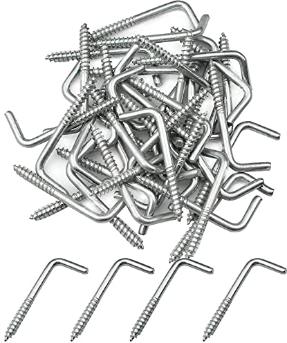 burkfeeg 40 Pcs L-Haken Winkelschrauben Selbstschneidende Hakenschrauben Galvanisch Verzinkt für Wandschränke, Hängende Bilderrahmen, Schlüssel, Tassen