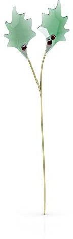 SWAROVSKI Garden Tales Holly Leaves Figurine, Green and Red Crystals and Brushed Champagne Gold Tone-Finish Stem, Part of The Garden Tales Collection