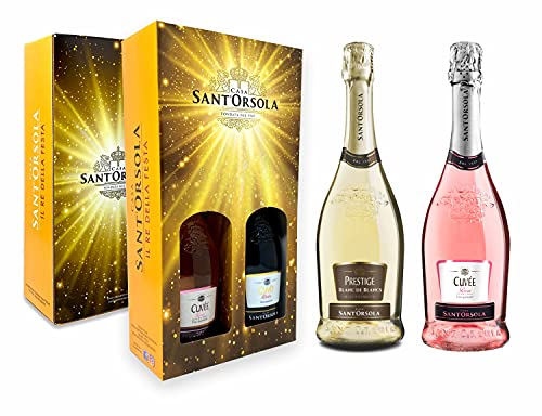 Casa Sant'Orsola - Set Vino Cuvèe Prestige Blanc de Blancs e Rosè, da Prestigiosa Uva Italiana, Gusto Dolce con Note Fruttate e Aromatiche, 2x750 ml