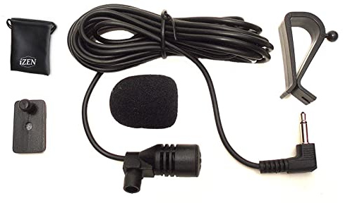 iZEN Car Microphone 3.5mm External Mic with 3m Cable - Plug Play Voice Assembly for Vehicle Bluetooth Stereo Radio DVD GPS Head Units Hands-Free Calling