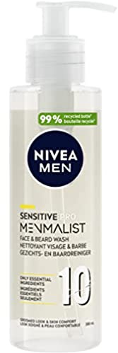NIVEA MEN MENMALIST Rengöringsgel för ansikte och skägg (1 x 200 ml), 2-i-1 rengöringsmedel med kort och biologiskt nedbrytbar, herrvård lämplig för alla hudtyper