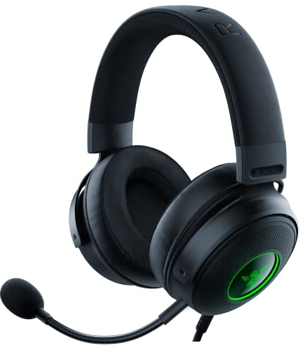 Razer Kraken V3 Wired USB Gaming Headset: Triforce Titanium 50mm Drivers - Detachable HyperClear Mic (Renewed)