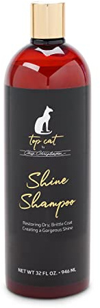 Chris Christensen Top Cat Shine Shampoo for Cats, Groom Like a Professional, Restores Dry & Brittle Coat, Creates a Gorgeous Shine, Made in USA, 32 oz