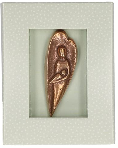 Bronzehandschmeichler Engel mit Kind 2,3 x 6 cm in Geschenkverpackung