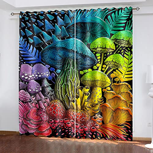 Kinder Gardinen Kinderzimmer Junge Mädchen Blickdicht Mode-Pilz-Ideen 280X260Cm 2Er Set Verdunkelungsvorhang Thermovorhang Hitzeschutz Vorhänge Wohnzimmer Schlafzimmer Vorhänge Mit Ösen