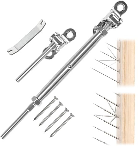 Muzata 50 Pairs 1/8 Cable Railing Hardware Kit Swage Toggle Turnbuckle for Wood Post T316 Stainless Steel Deck Cable Railing System Angle 180° Adjustable Stairs 100 Pack CK07