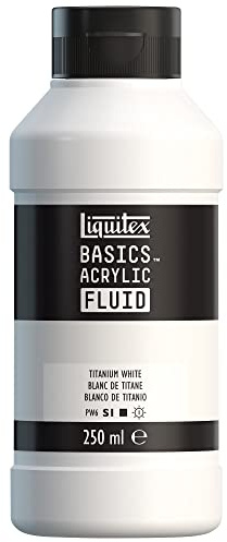 Liquitex 8870428 Basics Fluid Acrylfarbe mit fließender Konsiszenz, schnell trocknend, lichtecht, wasserfest, auf Wasserbasis, 250ml Flasche - Titanweiß