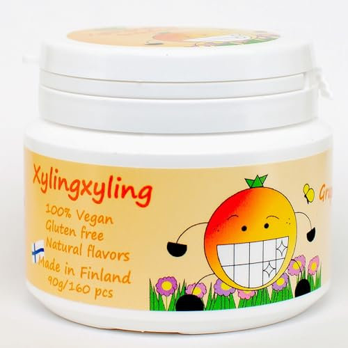 Xylingxyling - Pastille finlandaise au xylitol - 100% végétalienne, sans sucre, sans gluten, arômes naturels, soins dentaires et haleine fraîche, 4 paquets x 90g/160 pièces (pamplemousse)