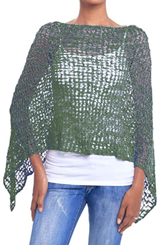JOPHY & CO. Damen-Poncho aus Netzstoff, Strickoptik, schulterfrei, für Sommer und Frühling, leicht und weich (Code 1511)