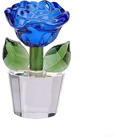 Kristall-Rosenstrauß, Blumen, Figuren, Hochzeitstag, Ornament mit Geschenk-Box, Blau