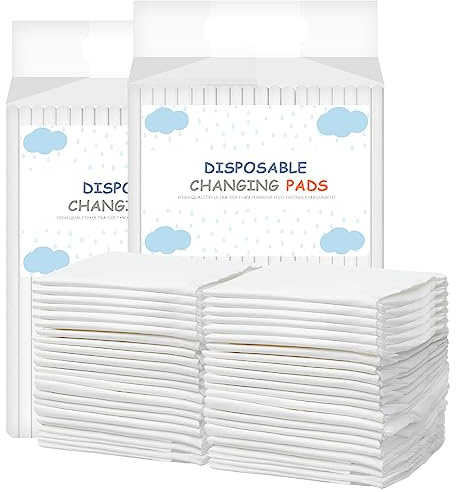 40 Packs Disposable Incontinence Bed Pads Large Waterproof & Ultra-Absorbent Protective Sheets for Mattress, Sofa & Chair for Babies, Children, Adults, & Elderly (60cm x 90cm) - White