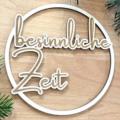 NoriKids Türschild Weihnachten & Advent | Weihnachtsdeko aus Holz | Advent Deko nachhalting & handgefertigt | Schlichter Türkranz | Geschenke aus Holz | Wanddeko mit Schriftzug besinnliche Zeit