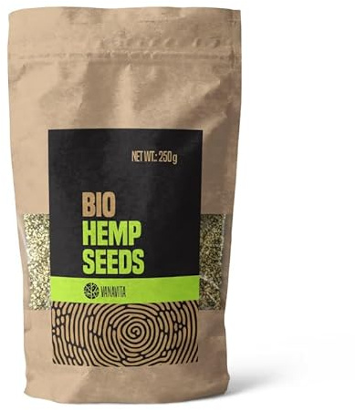 VanaVita Semi di Canapa BIO 250 g, Semi di Canapa Decorticati Ricchi di Proteine e Fibre, Ideali per Ricette Dolci e Salate, Senza Glutine, Benefici per Salute e Benessere Mentale, Adatti ai Vegani