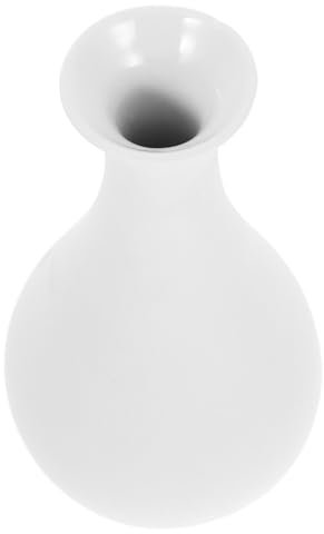 MAGICLULU Keramik Blumenvase Weiß mit Schmaler Öffnung aus Keramik Moderne und Einfache Vase für Trockenblumen zur Dekoration von Büro und Balkon