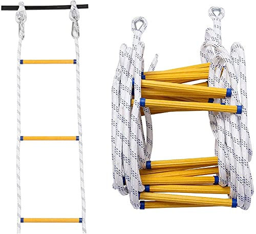 AiQima Scala Di Corda, Scala Antincendio Di Emergenza 2-4 Piani, Scala Di Corda Ignifuga Scala Morbida in Nylon Portatile/a/3M