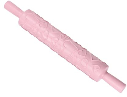 CoCud Prägemuster Nudelholz 14,6 Länge Herz 3D Muster dekorativer Roller | PP Kunststoff, klare Textur, ergonomischer Griff, Für Tonbacken Fondant DIY