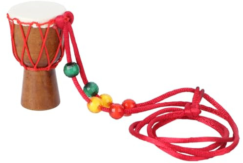 WRITWAA Collana con mini ciondolo in legno a forma di ladro – accessorio adatto ai bambini – portachiavi africano a tamburo – per batteristi e giocatori di bongo