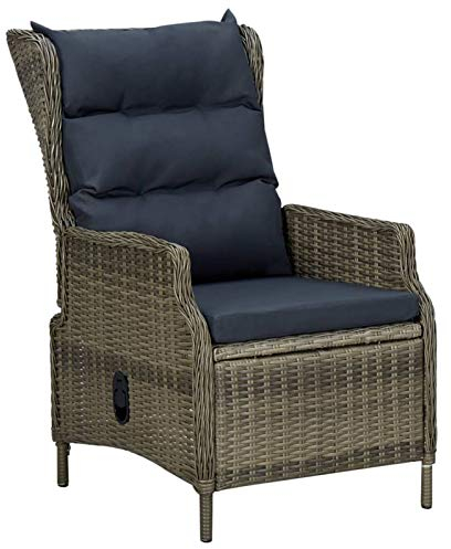 Keyroto Verstellbarer Gartensessel mit Auflagen Poly Rattan Braun, Gartensessel Outdoor, Polyrattan Sessel, Rattansessel, Gartensessel Rattan, Rattansessel Outdoor