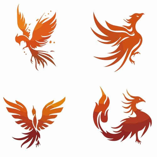 GORGECRAFT 4 Stück Phoenix Fensteraufkleber 16cm Rund Feuervogel Für Glasschiebetüren Vinyl Warnfolie Schlafzimmer Badezimmer Antikollisionsaufkleber Fensterdekoration Zur Verhinderung von Vogel Hunde