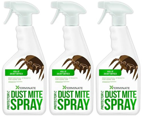 Xterminate Dust Mite Spray 3 x 1L HSE Approved and Licensed Killer Treatment Non-Staining. Ideal for Carpets, Upholstery, Bedding etc. Treats & Controls Re-infestation. Prevents Allergies & Rashes