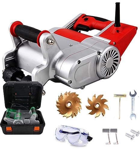 Rozadora De Pared EléCtrica Sin Polvo De 1100 W - 2 Hojas De AleacióN (25/35 Mm) + Caja De PláStico, Colgable - MáQuina Cortadora De Paredes De HormigóN, Ajuste De Profundidad 20-30 Mm,Red