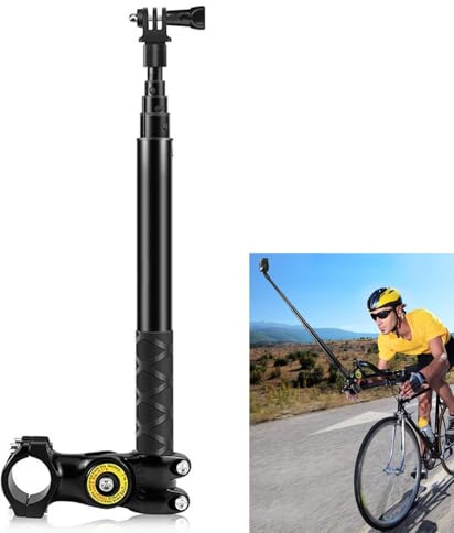 LICHIFIT Motorcykel cykelstyre klämfäste med förlängningsstång för DJI Osmo Action 5 Pro för Insta360 X4 för GoPro Action kamera cykel främre huvudfäste stativ selfiepinne