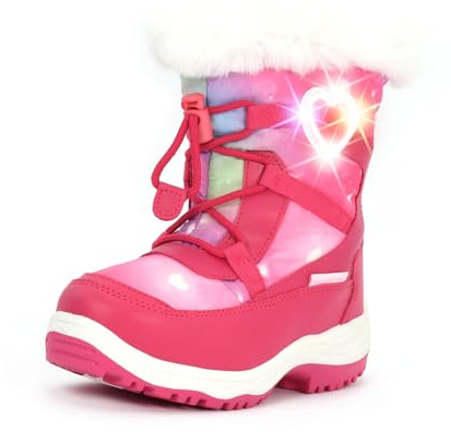 NOVA MOUNTAIN Boys Girls Little Kids Winter Light Up Snow Boots,NF NMWBL890 FuchsiaMulti 13
