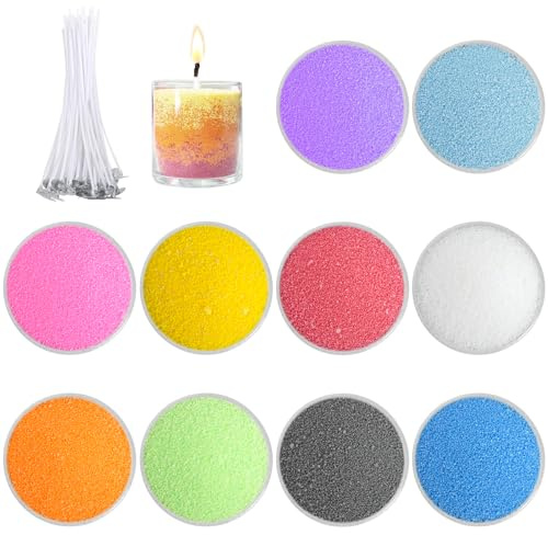 300 g de velas perladas de arena, kit de arena para velas de 10 colores, con 50 mechas, gránulos de cera para velas, perlas de cera granulada, cera de parafina para velas decoración de festivales