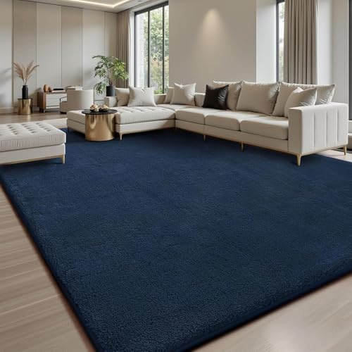 Treeboy Teppich Wohnzimmer 200x300 Großer Marineblau Teppiche Schlafzimmer | Waschbarer Modern Gegend Teppiche,Rutschfester Flauschig Kurzflor Teppich Rug für Kinderzimmer Mädchen Junge, Schlafzimmer