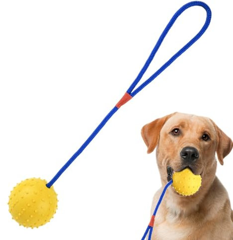 Hundespielzeugball - Bissfester Hundeball Haustierball mit Seil - Kauspielzeug Training Quietschball Launcher für aggressive Kauer & Welpen