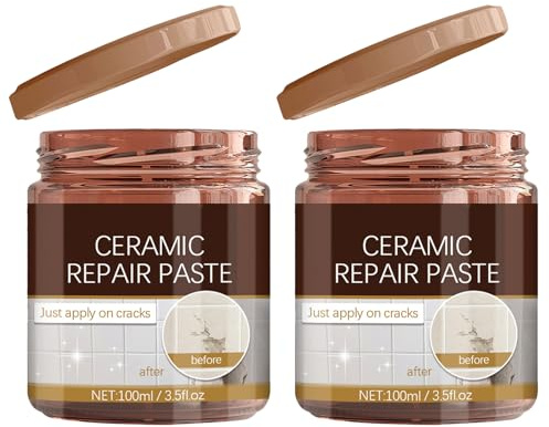 Pasta di Riparazione Ceramica,Stucco Da Parete Per Riempire Fori,Riparazione di Crepe in Ceramica,Adesivo in Pasta per Piastrelle,Kit di Riparazione per Pareti Domestiche,Pasta Ripara Piastrelle,2PC