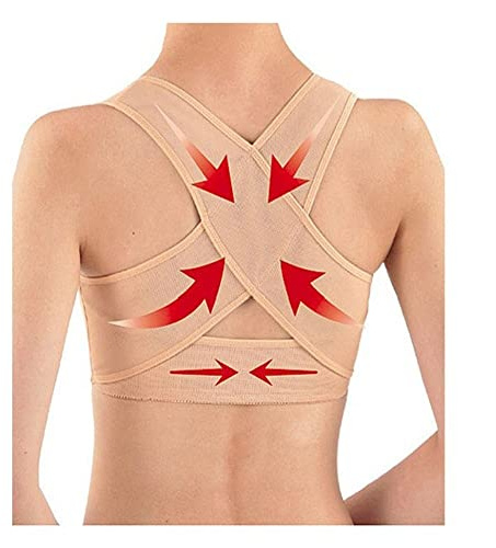 Supporto per La Parte Superiore della Schiena da Donna Correttore Posturale Invisibile Supporto per Spalle Collo E Clavicola Supporto per Il Torace Corsetto per La Colonna Vertebrale Adulti(Flesh,M)
